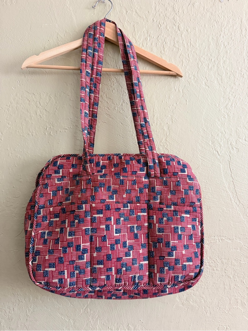 Patriotic Quilted Diaper Bag in Red, White & Blue with changing pad